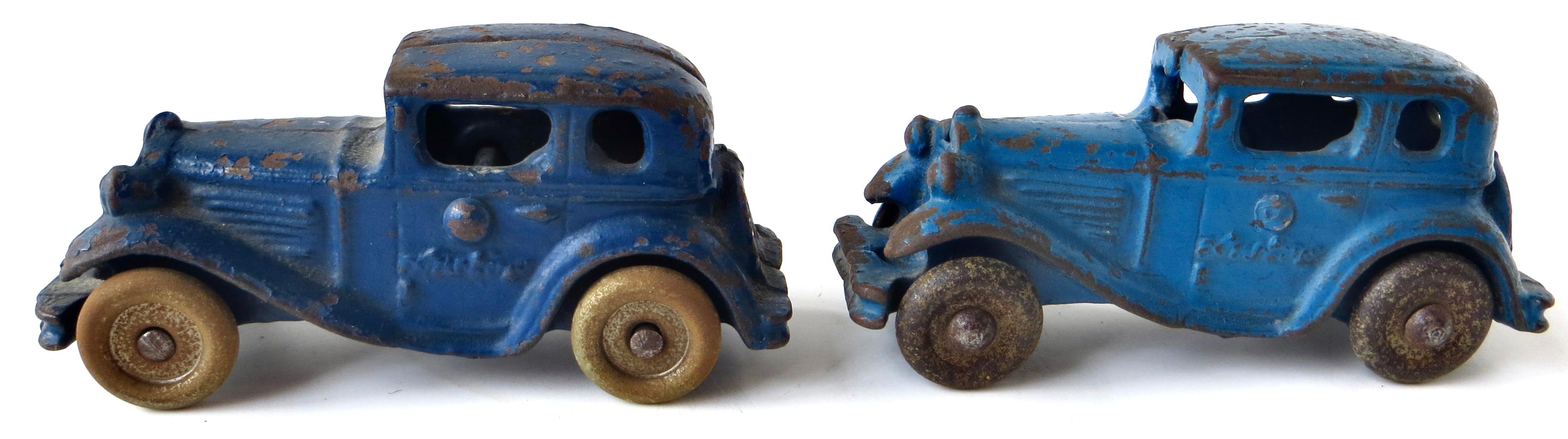 Folk Art Toy Cast Iron Truck Car Carrier; Three Cars by A.C. Williams American Circa 1930 For Sale