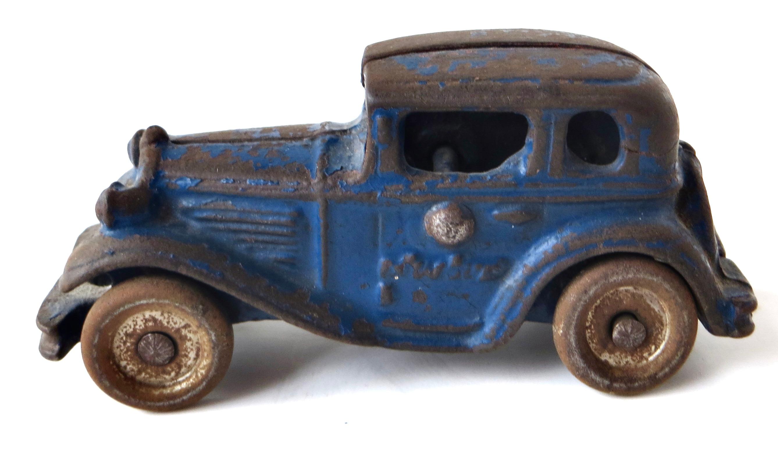 Early 20th Century Toy Cast Iron Truck Car Carrier; Three Cars by A.C. Williams American Circa 1930 For Sale
