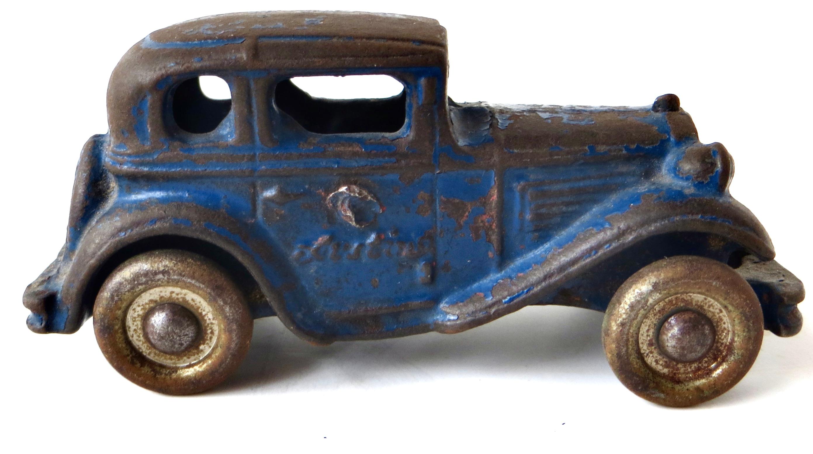 Toy Cast Iron Truck Car Carrier; Three Cars by A.C. Williams American Circa 1930 For Sale 1