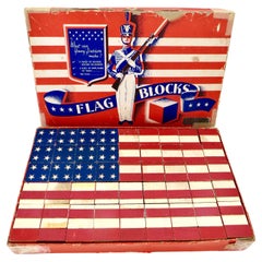 Toy Children's American "Flag Blocks" by The Embossing Co. New York Circa 1940