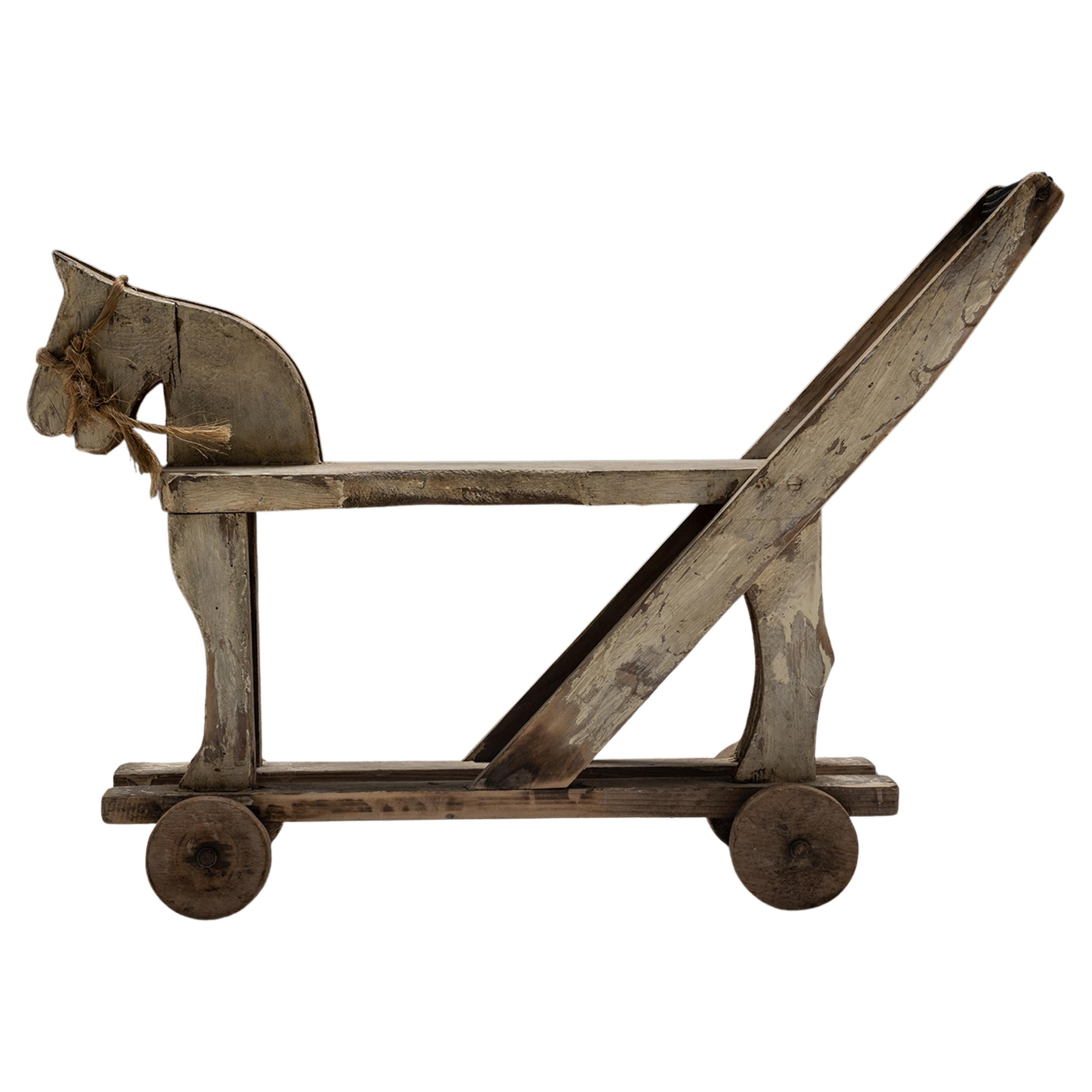 Toy Hobby Horse on Wheels, England, Circa 1910 For Sale