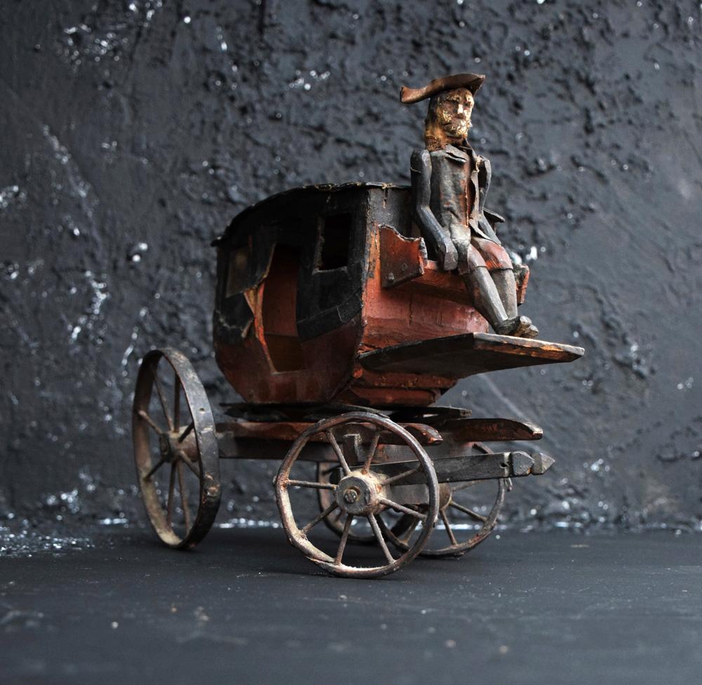 Toy Horse and Carriage, circa 1850 In Distressed Condition In London, GB