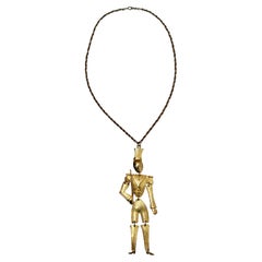 Toy Soldier Gold-Tone Pendant Necklace circa 1970s