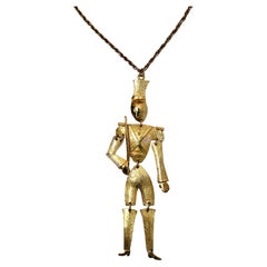 Toy Soldier Gold-Tone Pendant Necklace circa 1970s