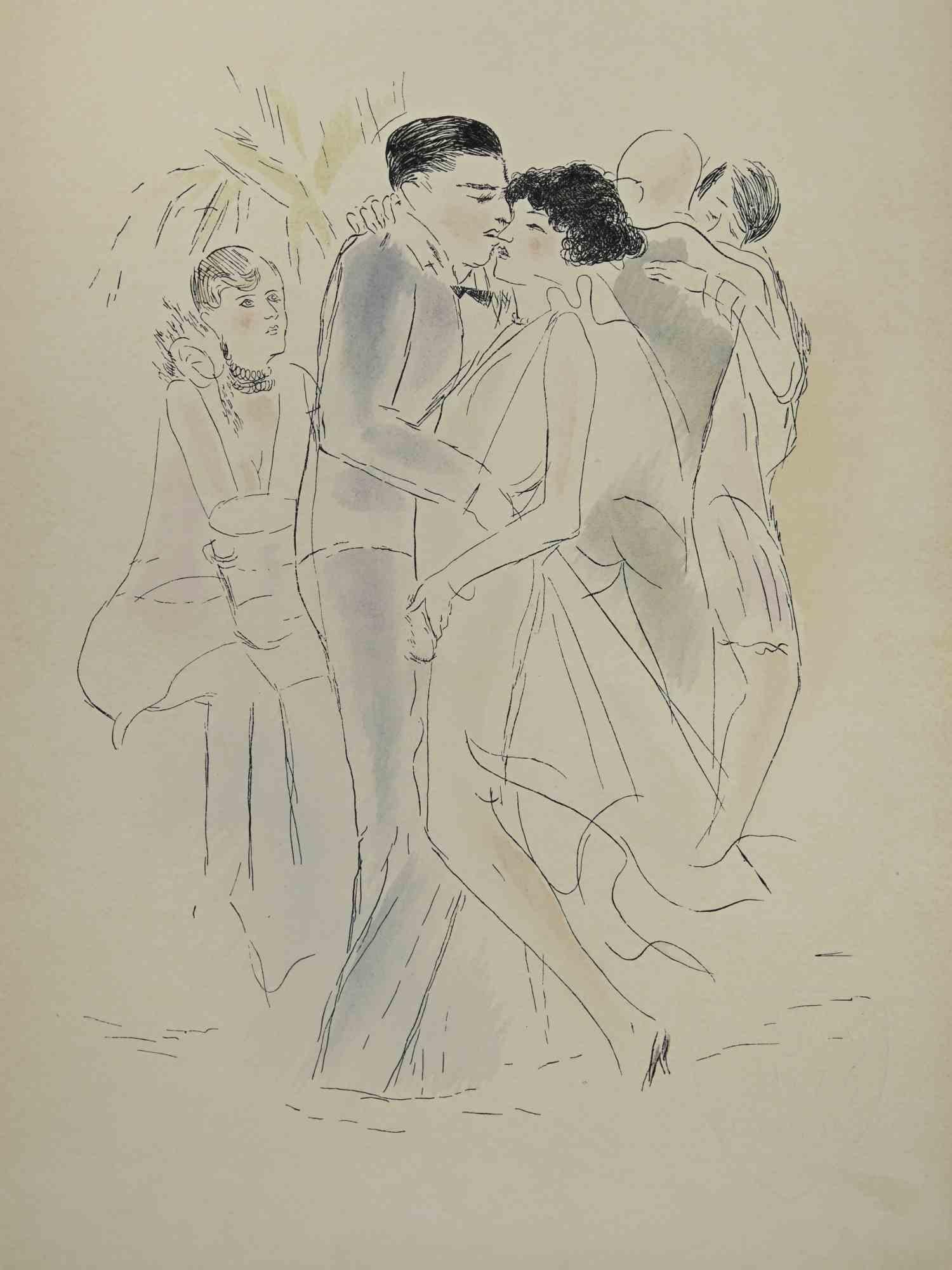 Toyen Marie Cerminova Figurative Print - Erotic Scene - Lithograph by Toyen - 1927