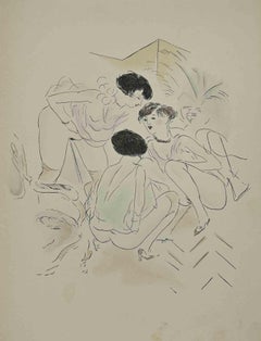 Antique Erotic Scene - Lithograph by Toyen - 1927