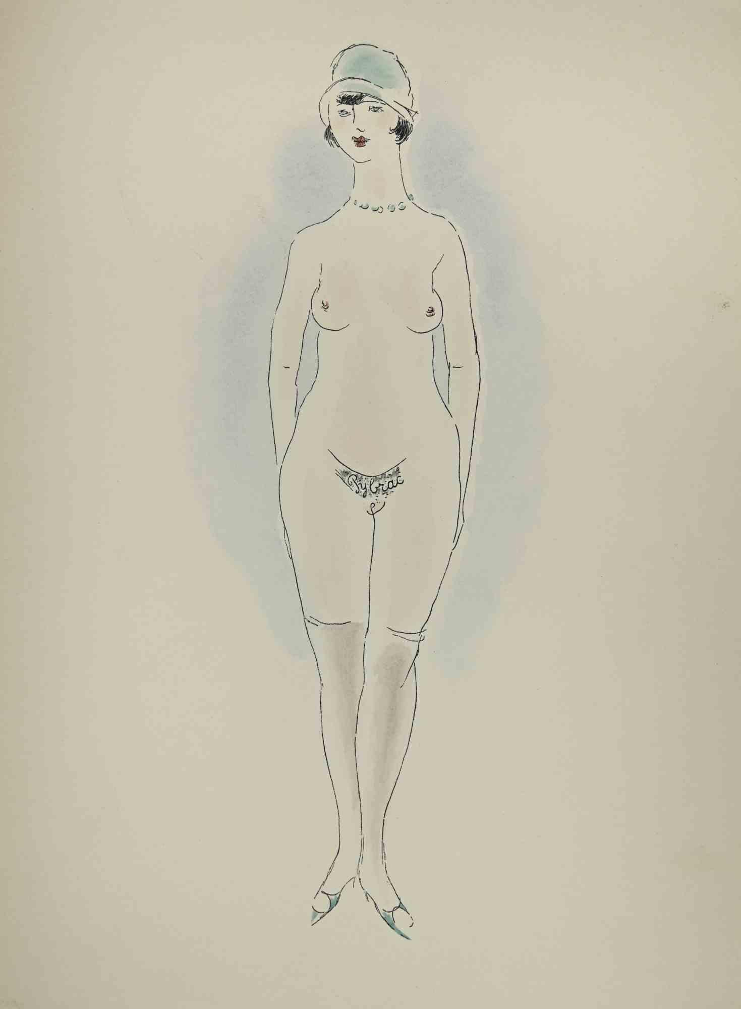 Toyen Marie Cerminova Figurative Print – Weiblicher Akt - Lithographie von Toyen - 1927