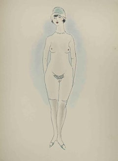 Weiblicher Akt - Lithographie von Toyen - 1927