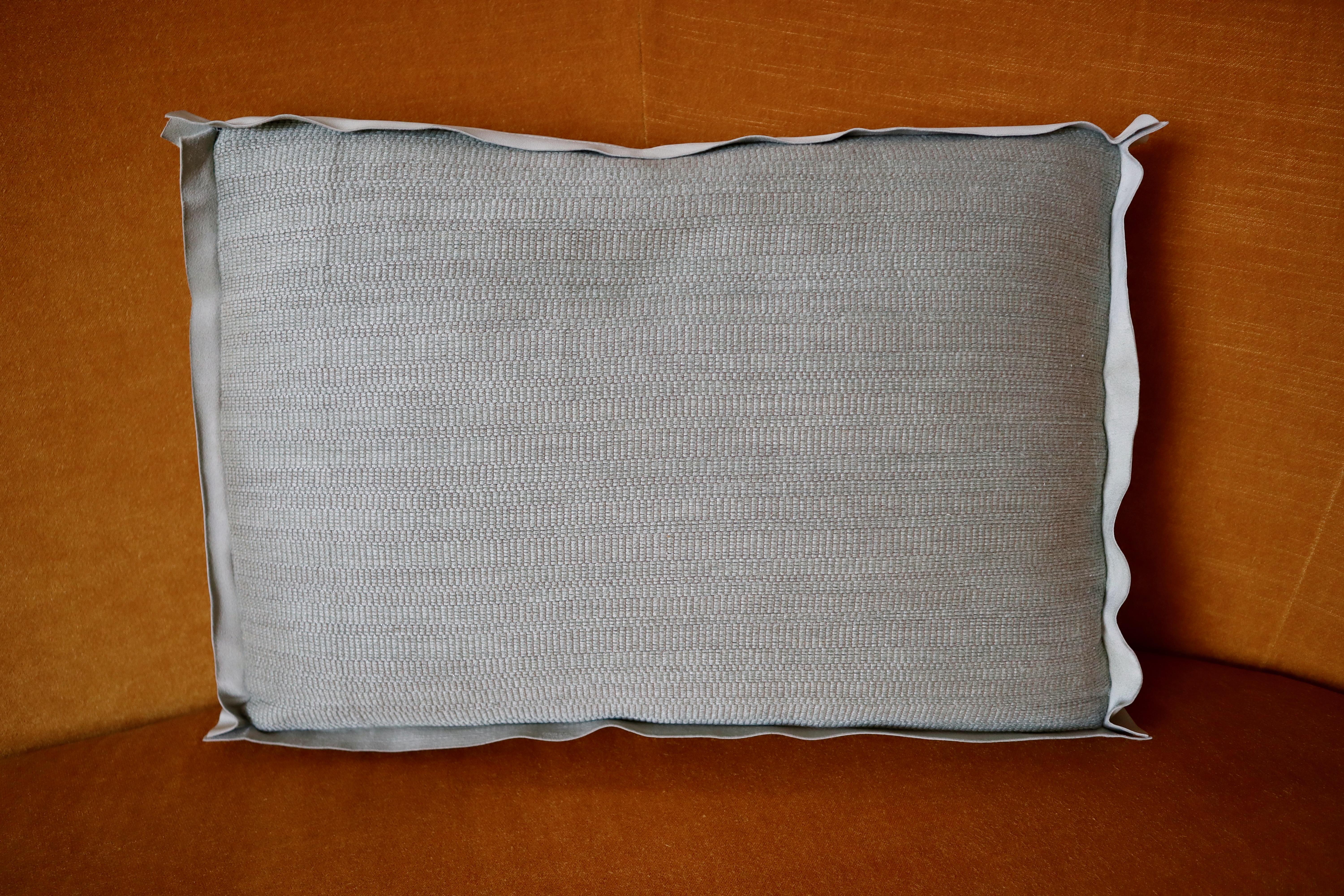 Organic Modern Toyine Sellers Leather & Fabric Pillow Cushions, Lyon, France For Sale