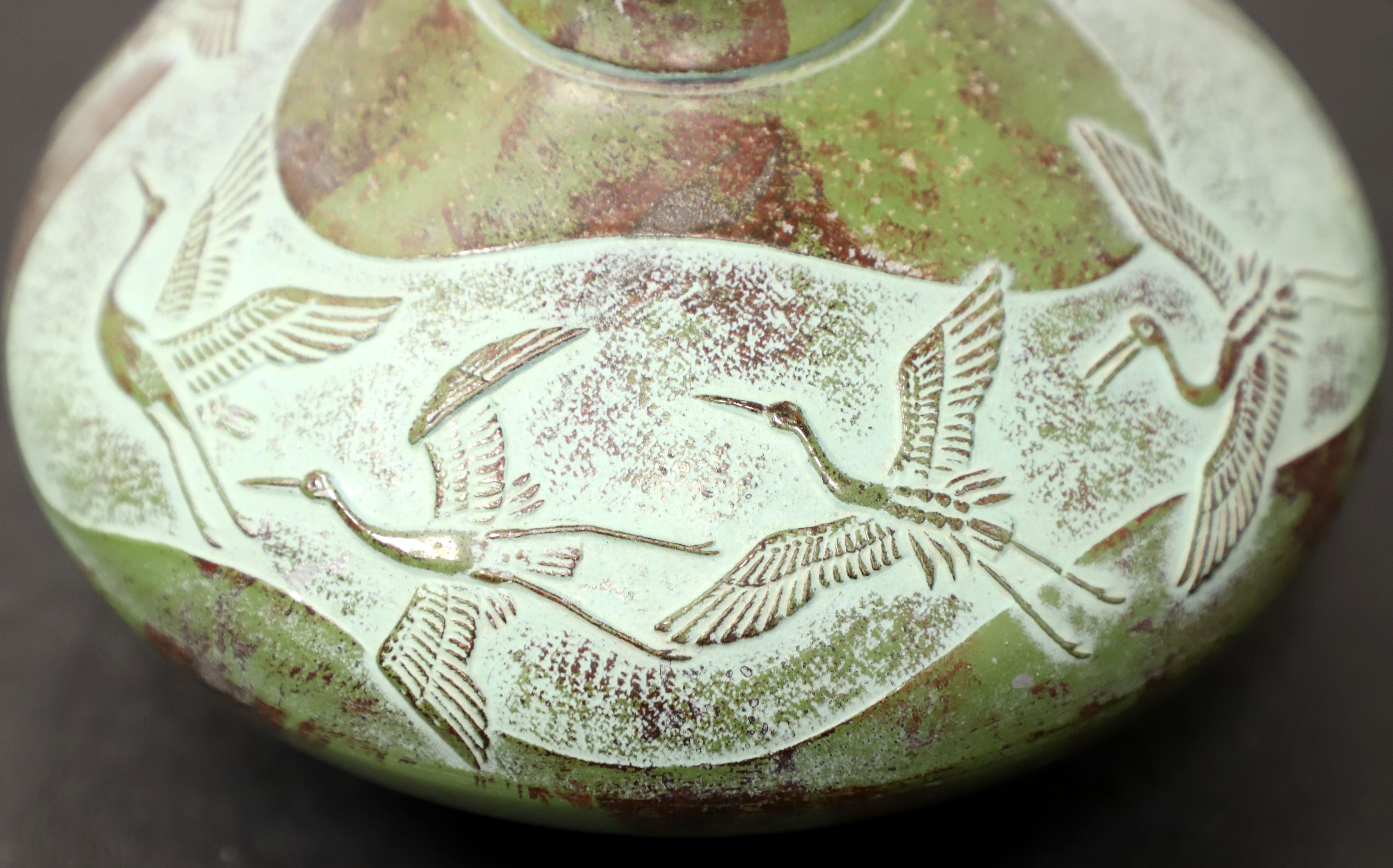 20th Century TOYO Japanese Patinated Bronze Handled Urn Vase