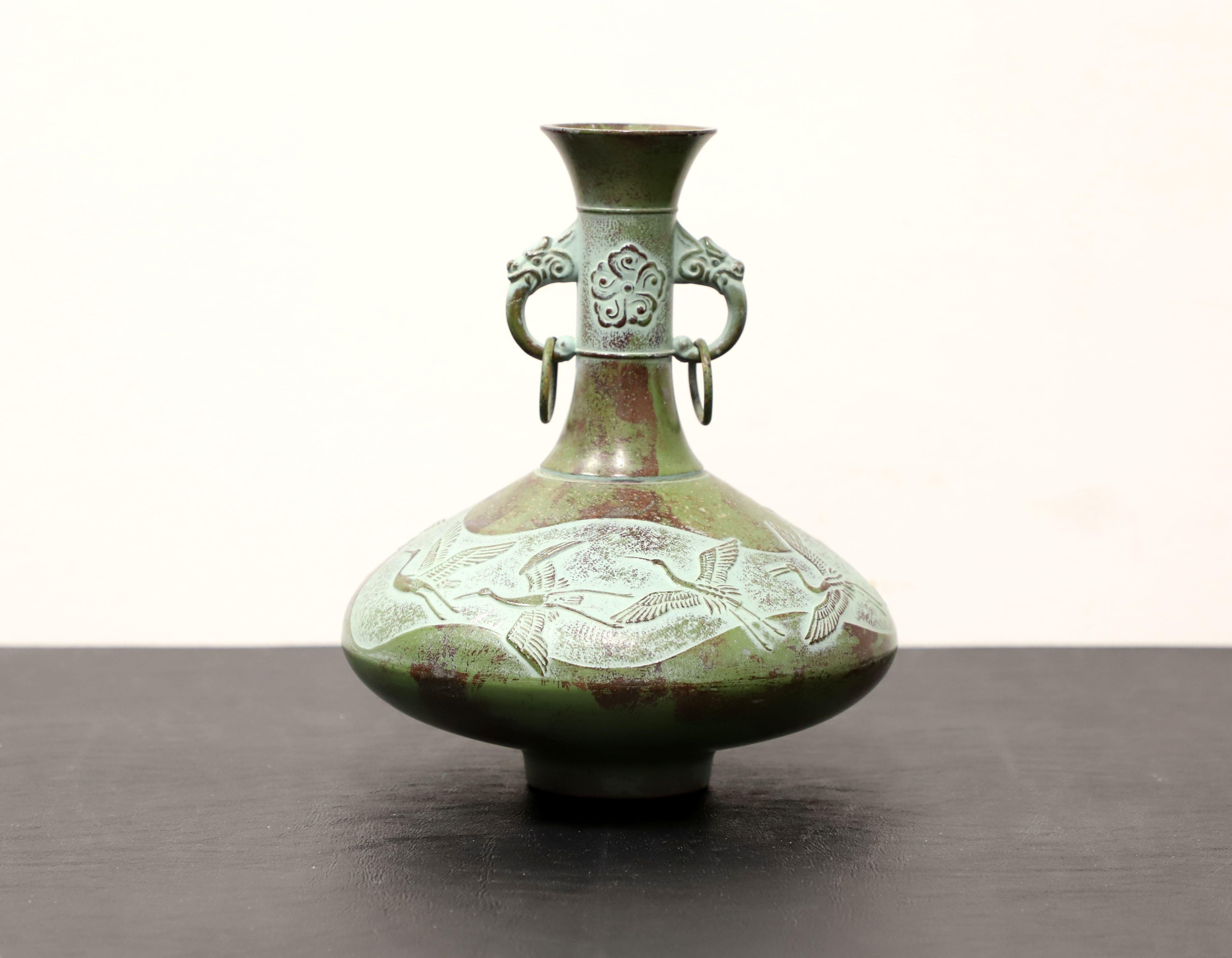 TOYO Japanese Patinated Bronze Handled Urn Vase 2