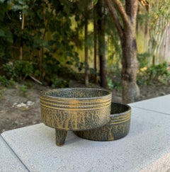 Vaso in ceramica Ikebana modernista di Toyo a due livelli, Giappone C.C. 1965