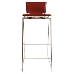Toyoda Hiroyuki for ICF Stacking Leather Bar Stools Set Three
