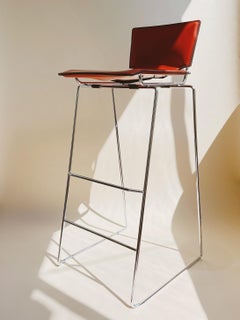 Toyoda Hiroyuki for ICF Stacking Leather Bar Stools Set Three