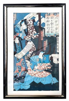 Kabuki Scene - Woodcut by Toyohara Kunichika - Late 19th Century
