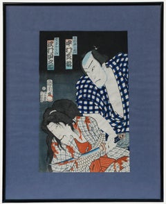 Kunichika Toyichika (1835-1900) - Gravure sur bois japonaise, Genzaemon et Otomi