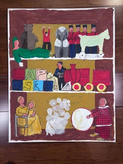 Toys Toys Early Painting Self Taught Outsider Folk Artist Gloria Laposka, Unique