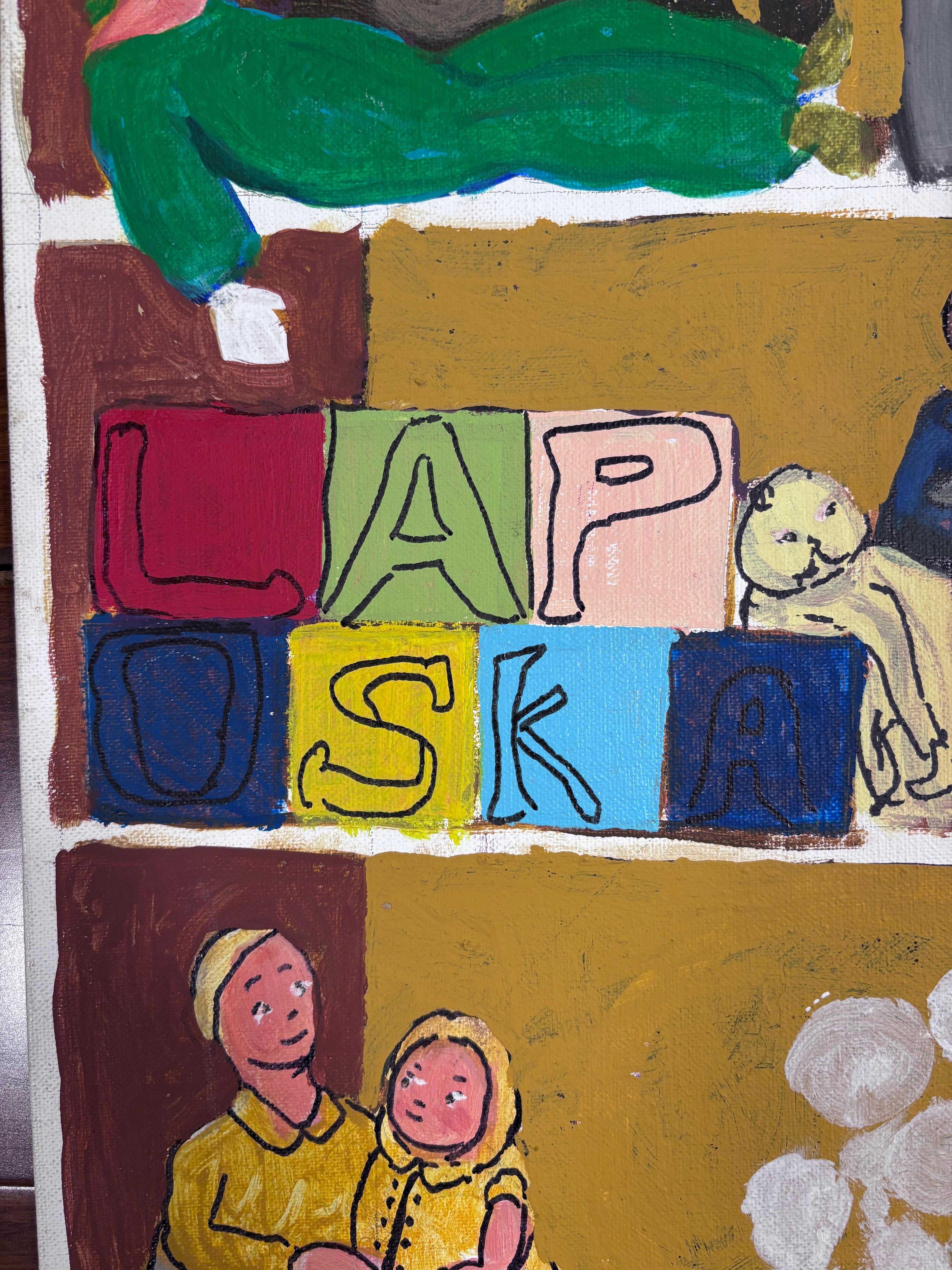 20th Century Toys Toys Early Painting Self Taught Outsider Folk Artist Gloria Laposka, Unique For Sale