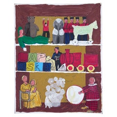 Jouets et jouets anciennement peint autodidacte artiste populaire Gloria Laposka, unique