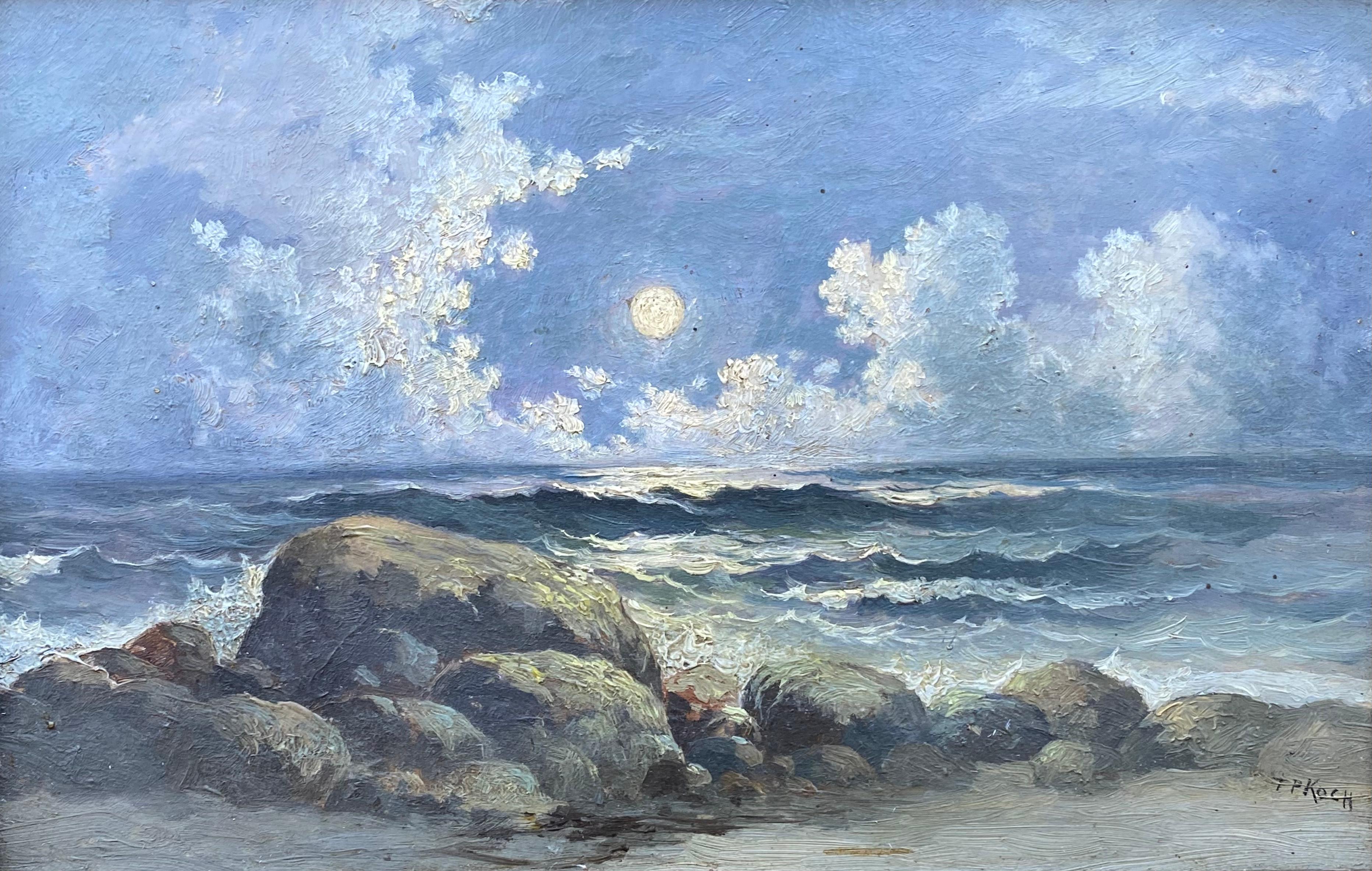 T.P. Koch Landscape Painting - “Moonlit Sea”