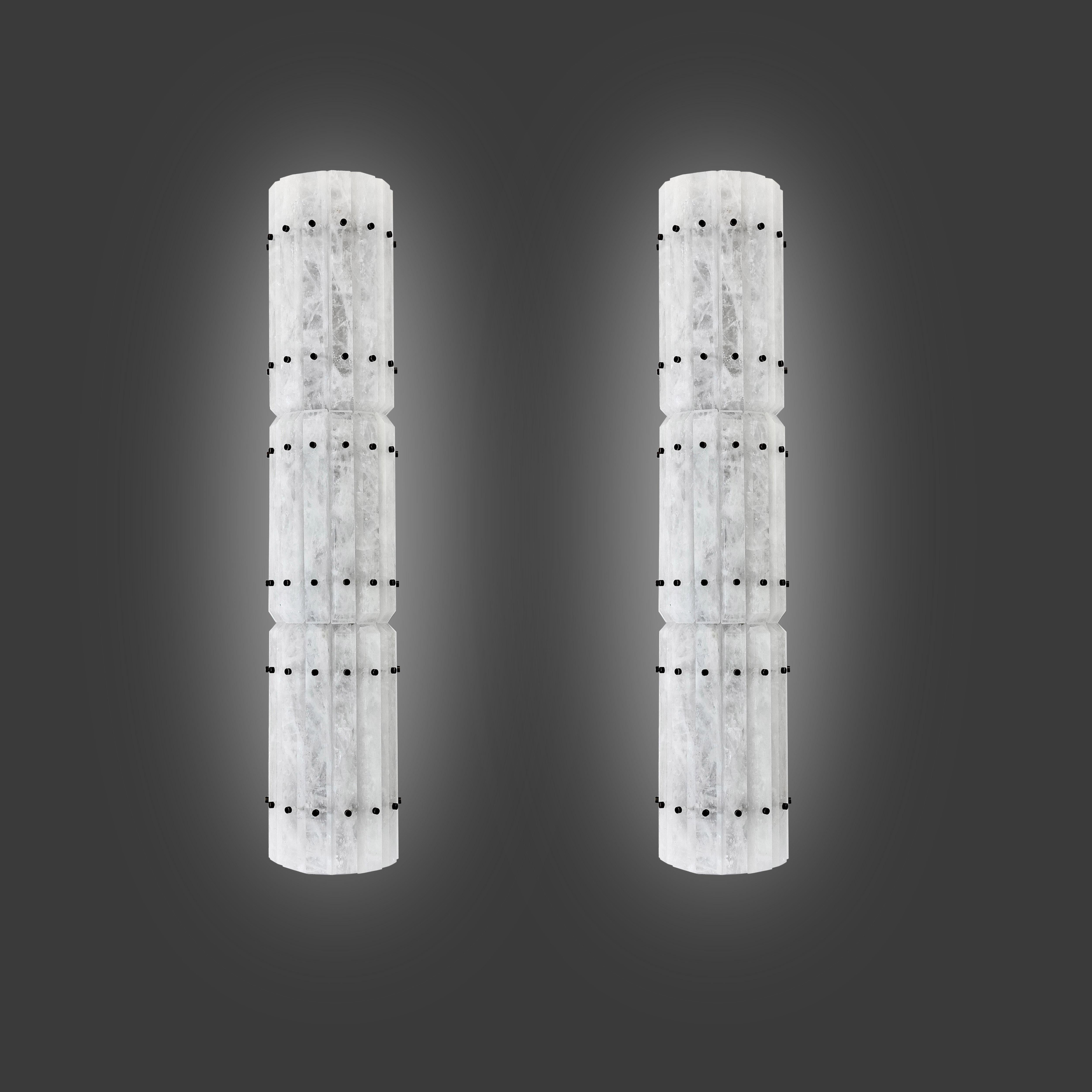 Contemporary TPB34 Rock Crystal Sconces by Phoenix For Sale
