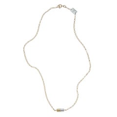 9ct yellow gold, silver and diamond 'Diet Pill' necklace