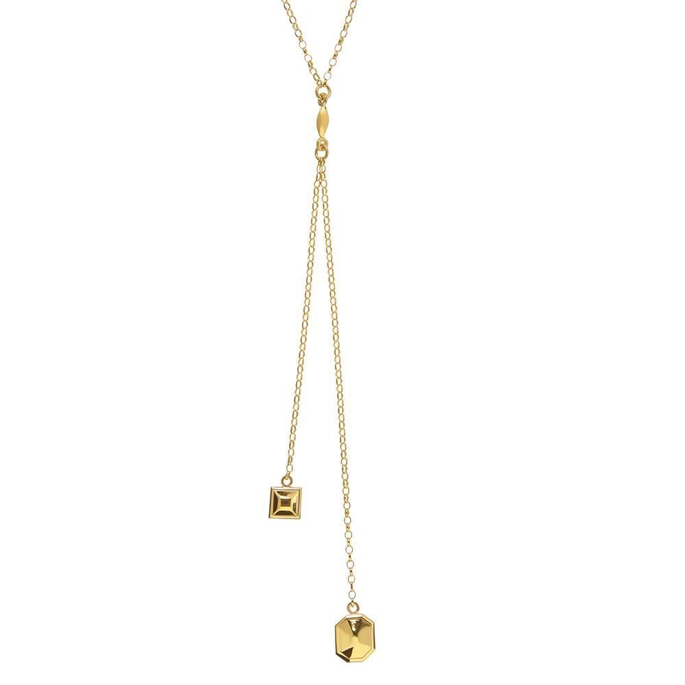 18ct Yellow Gold Vermeil Lariat Necklace For Sale