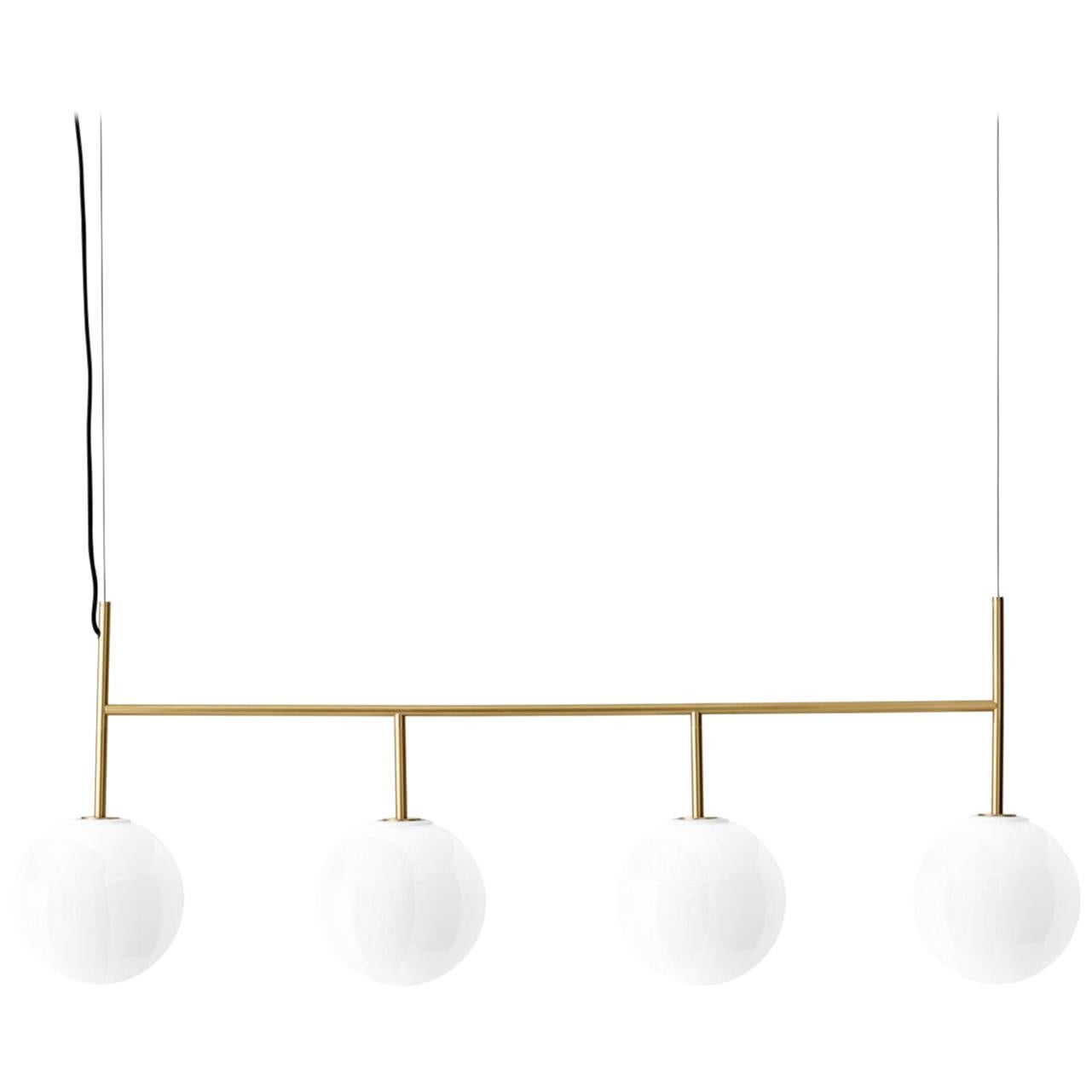 TR Bulb, Suspension Frame, Brushed Brass, Dim-to-Warm Shiny Opal Bulb For Sale