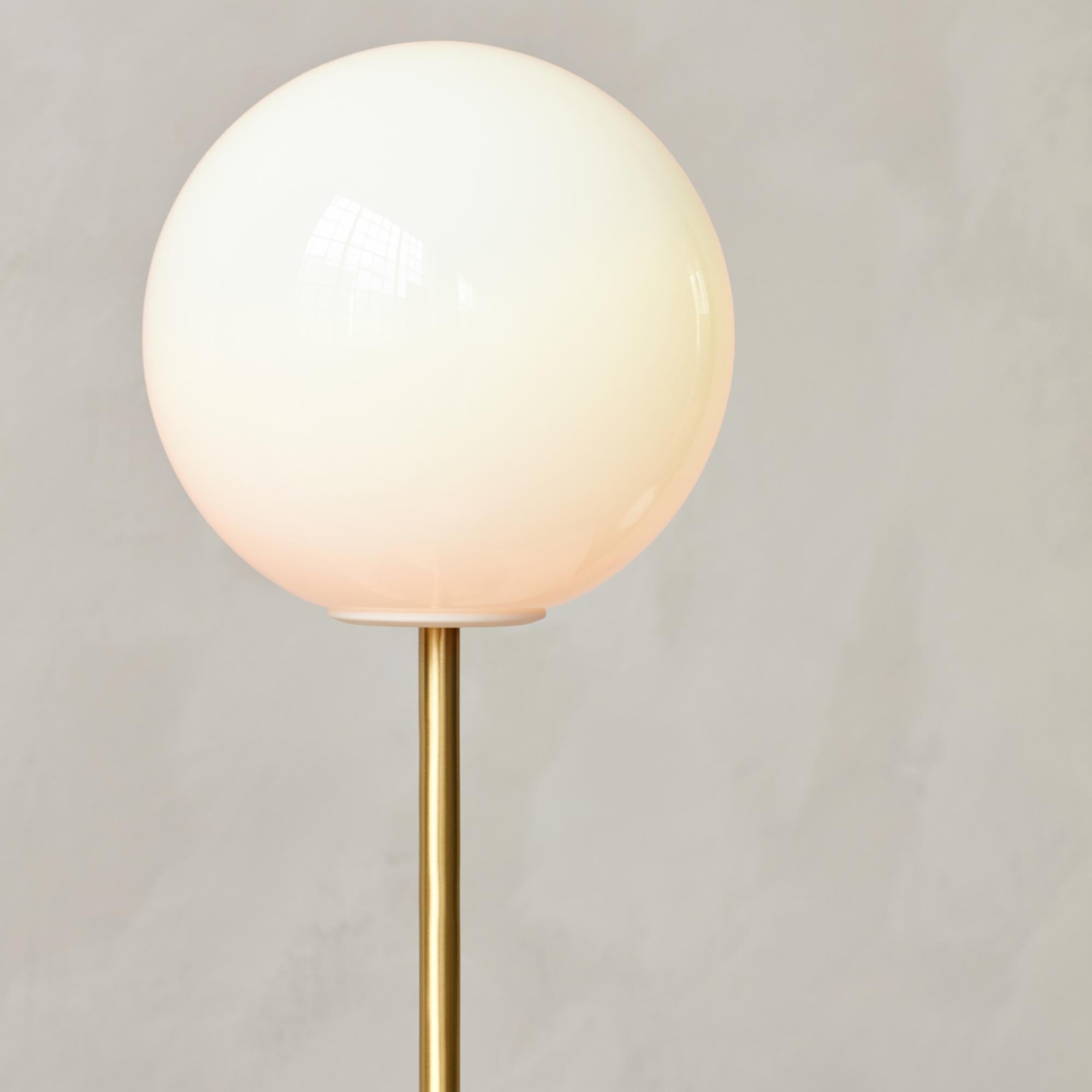 Chinese TR Bulb Table Lamp with a Brushed Brass Base and a Matte Opal Bulb, Dim-to-Warm For Sale