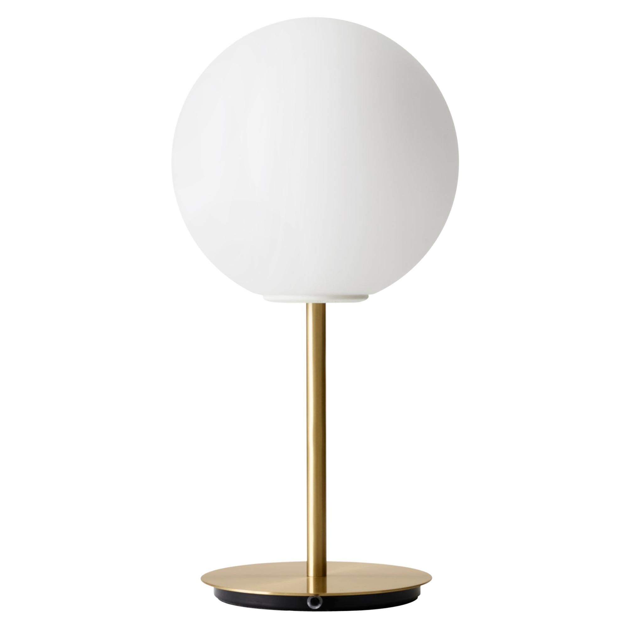 TR Bulb Table Lamp with a Brushed Brass Base and a Matte Opal Bulb, Dim-to-Warm For Sale