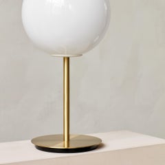 TR Bulb Table Lamp with a Brushed Brass Base and a Shiny Opal Bulb, Dim-to-Warm