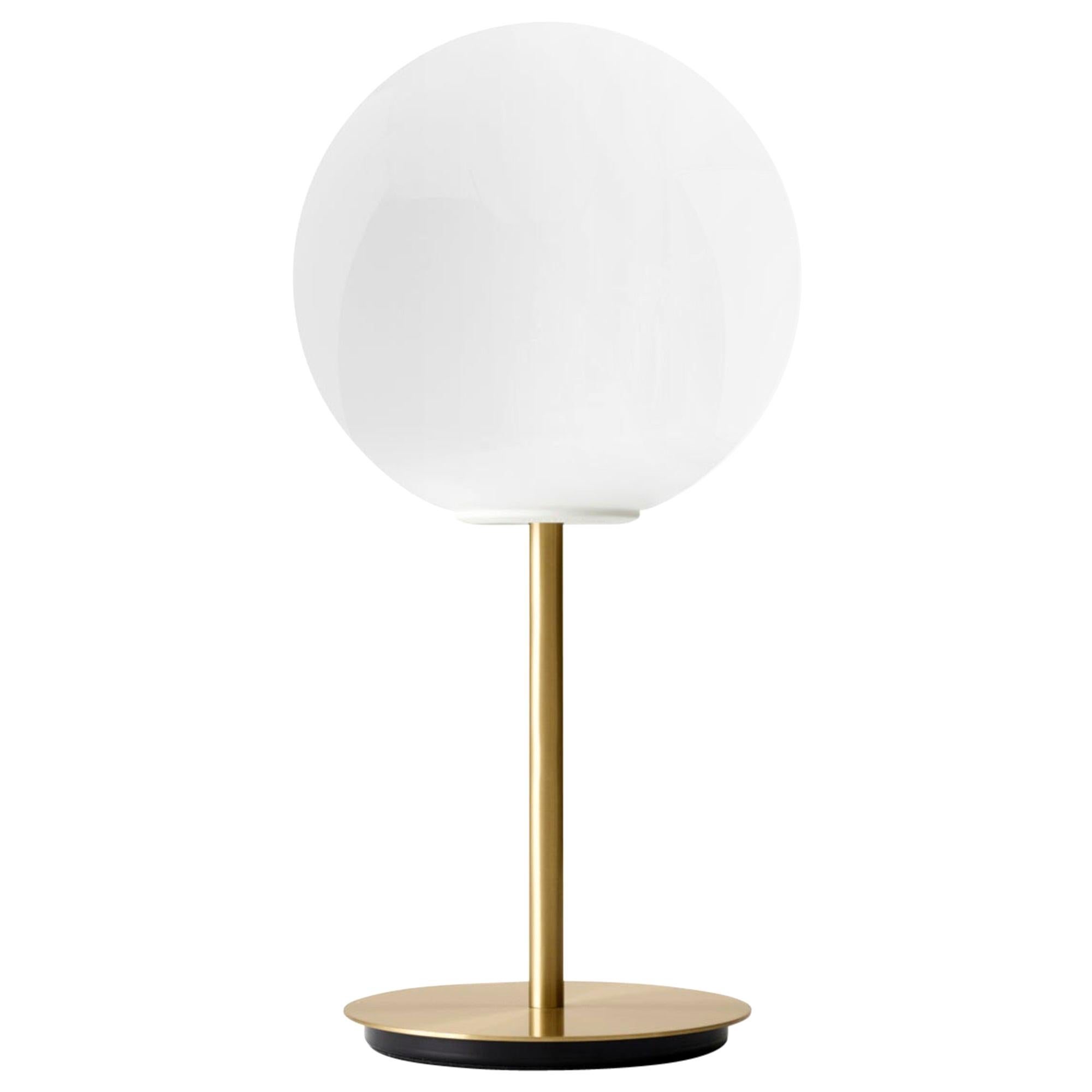 TR Bulb Table Lamp with a Brushed Brass Base and a Shiny Opal Bulb, Dim-to-Warm For Sale