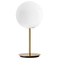 TR Bulb Table Lamp with a Brushed Brass Base and a Shiny Opal Bulb
