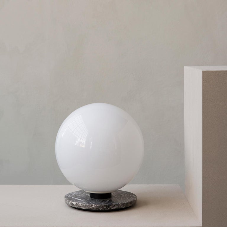 Scandinavian Modern TR Bulb, Table/Wall Lamp, Grey Marble, Dim-to-Warm Shiny Opal For Sale