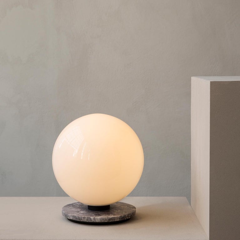 Chinese TR Bulb, Table/Wall Lamp, Grey Marble, Dim-to-Warm Shiny Opal For Sale