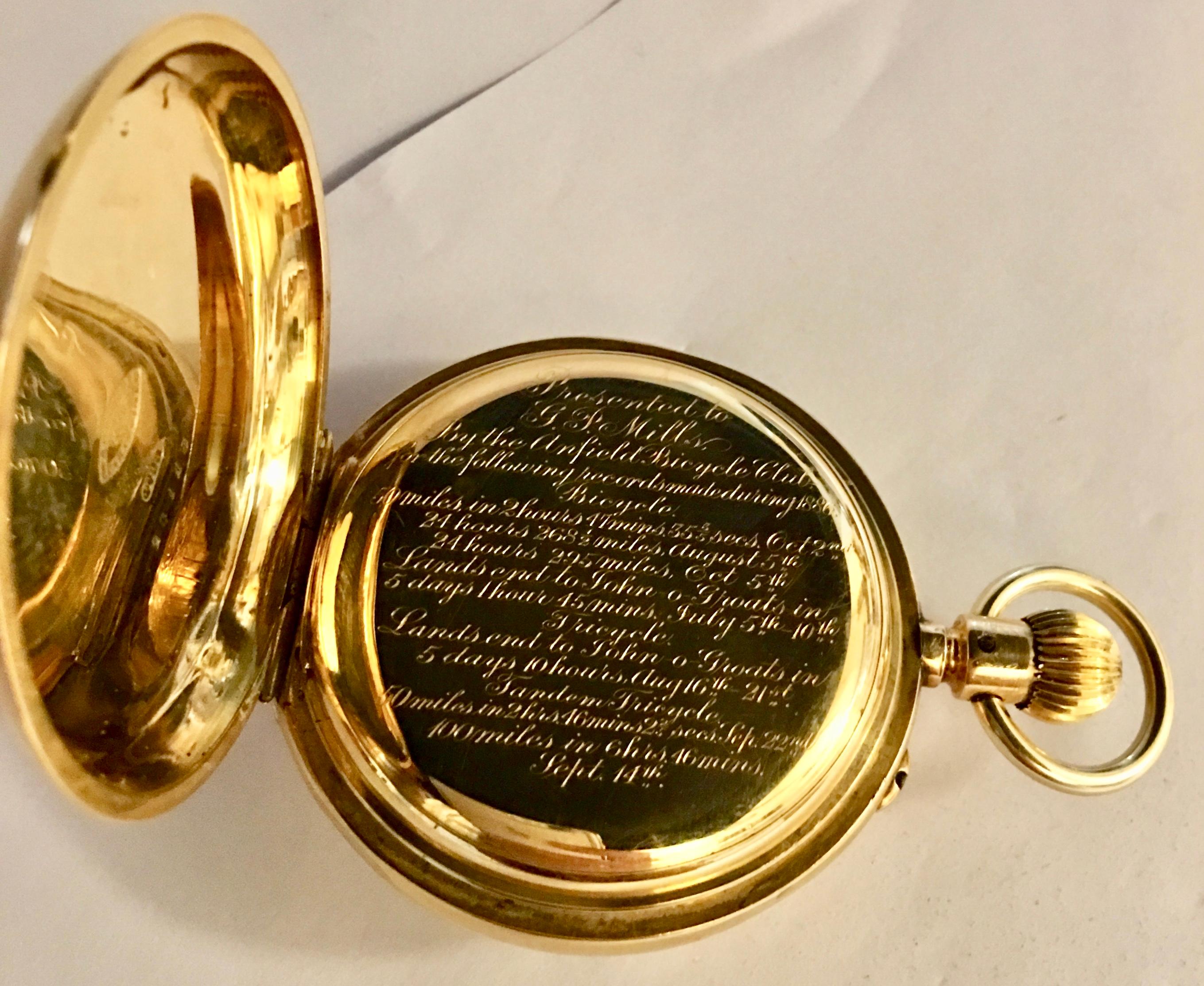 T.R Russel's Swiss Split Second 18 Karat Gold Chronograph Pocket Watch In Good Condition In Carlisle, GB