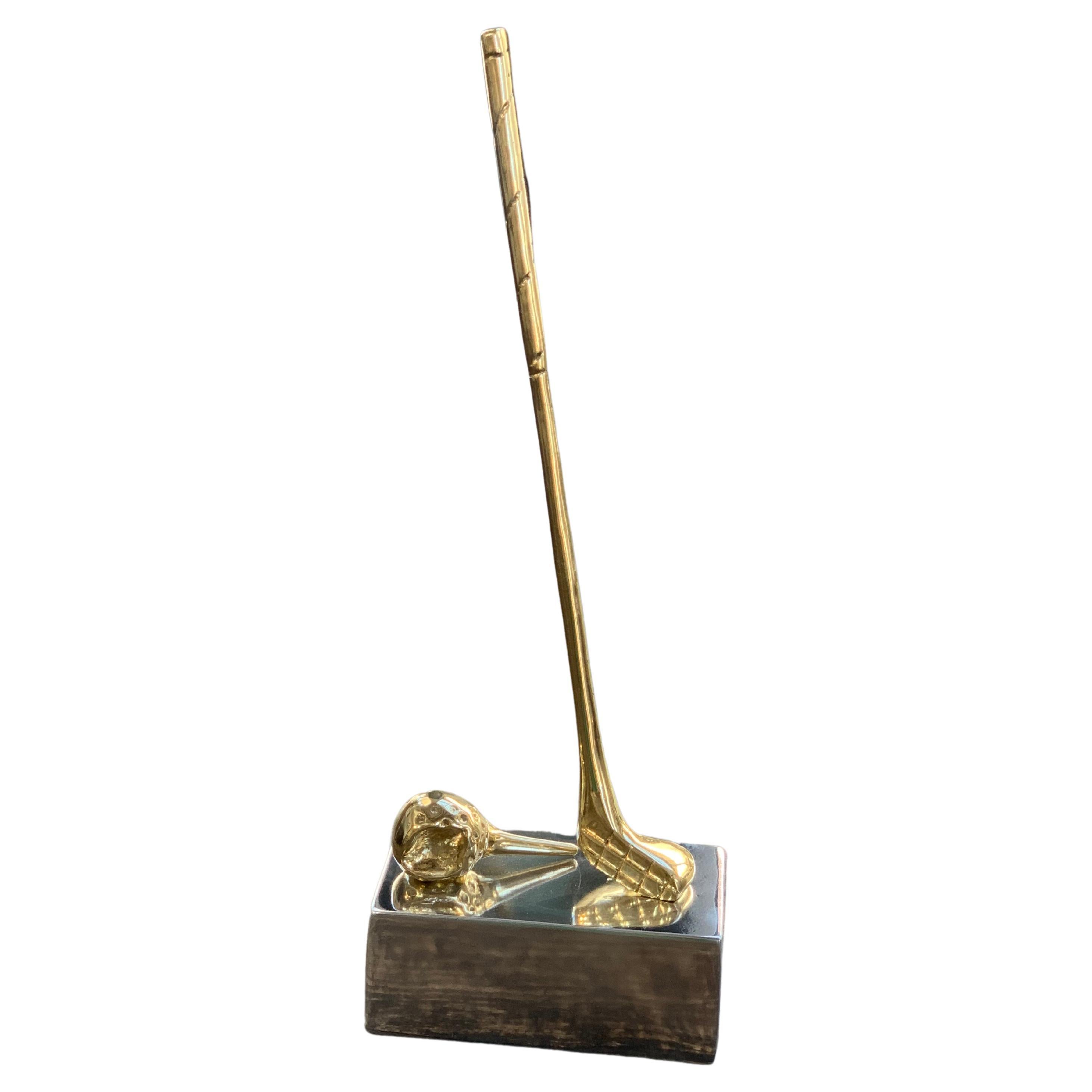 TR001 Golf Trophy  coloured gold and aluminium in solid cast brass and aluminium
