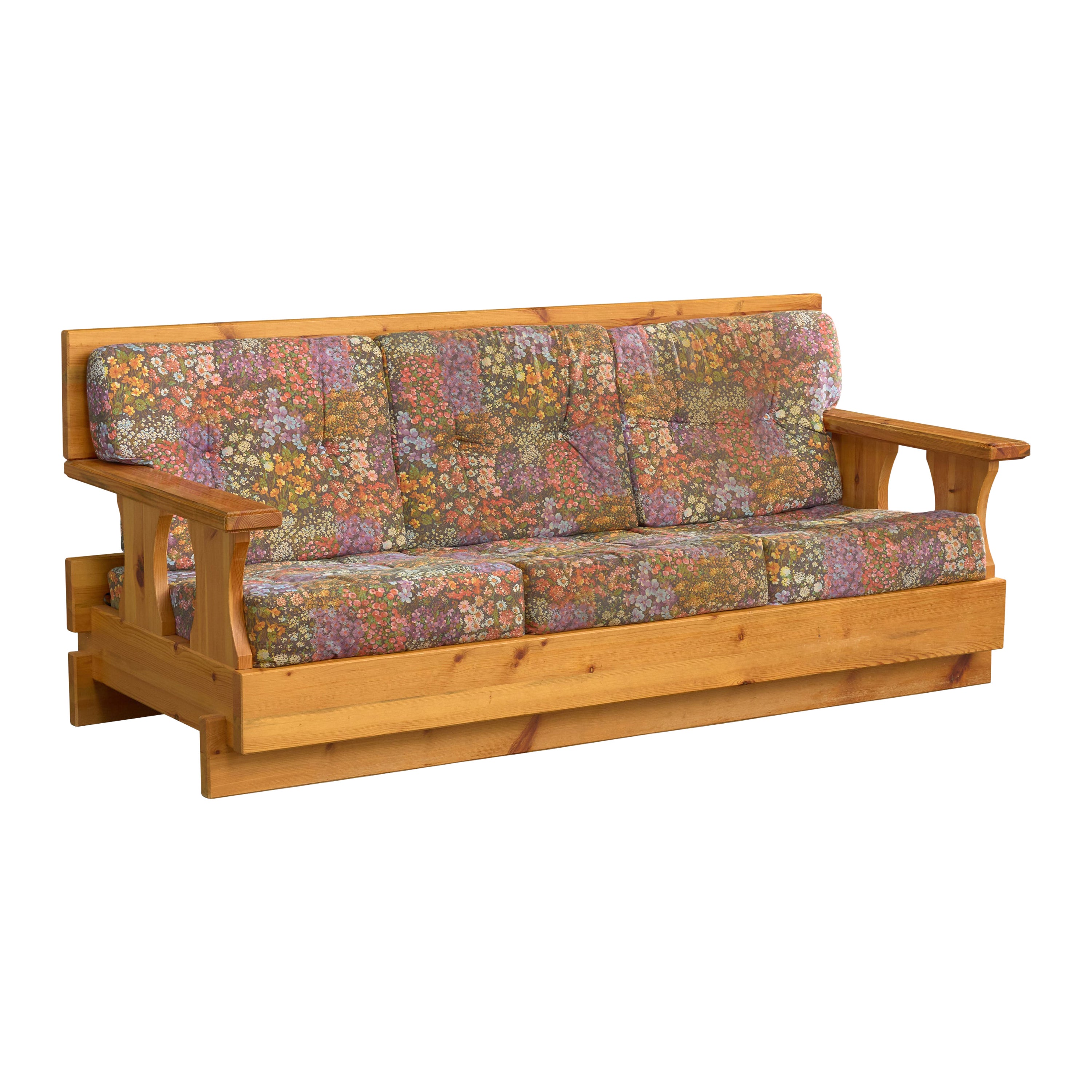 Trä-Inn, Sofa, Pine, Fabric, Sweden, 1970s For Sale