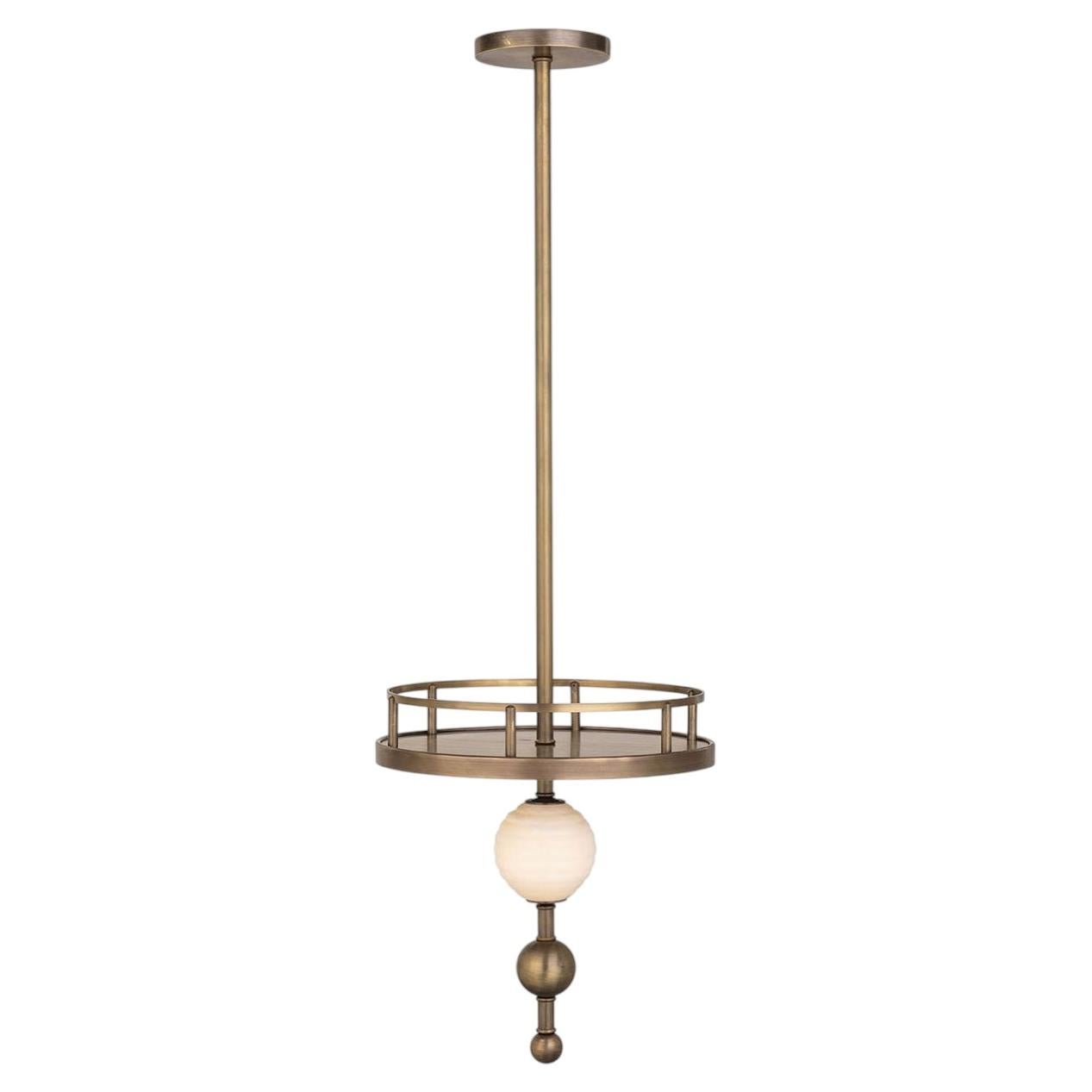 Tra le nuvole Burnished brass & Alabaster Pendant Light #2 For Sale