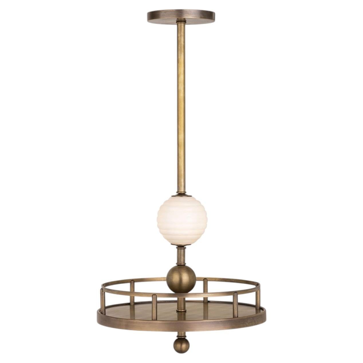 Tra le nuvole Burnished brass & Alabaster Pendant Light #3 For Sale