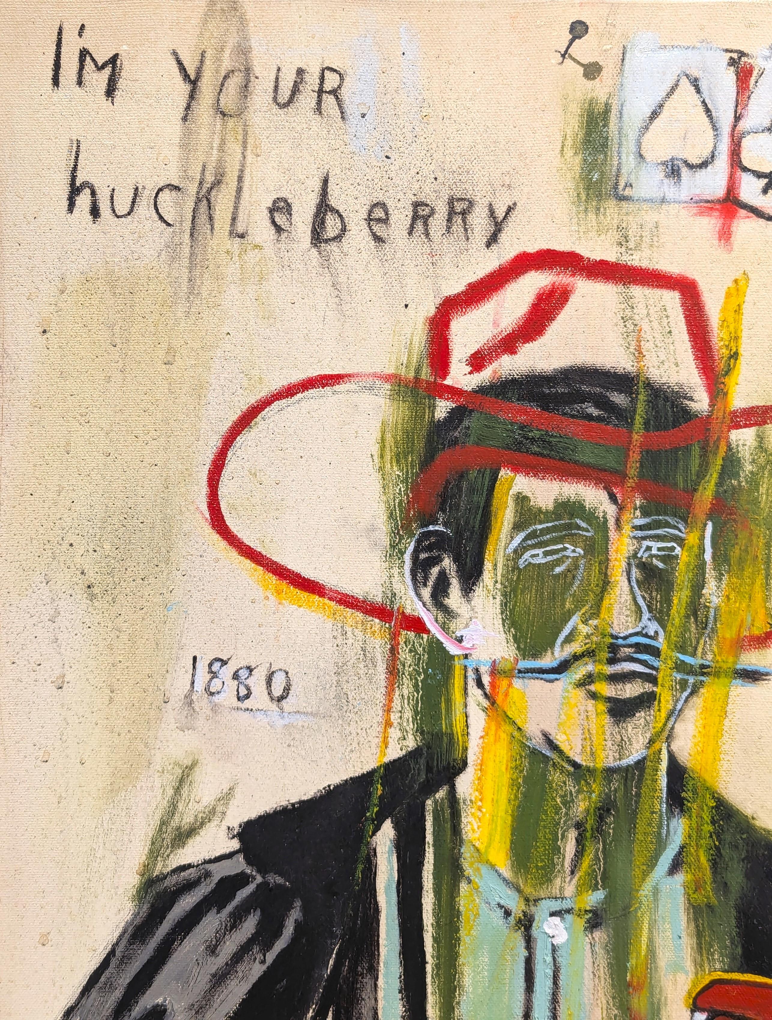 Abstract figurative contemporary painting by Houston, TX artist Tra' Slaughter. The painting features a gestural depiction of Doc Holliday, a renowned gambler and gunfighter best known for participating in the shootout at the O.K. Coral. Signed in