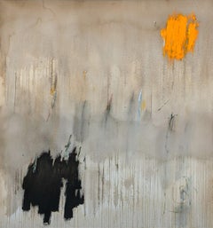 “Forest Fire” Contemporary Yellow & Neutral Toned Expressive Abstract Painting