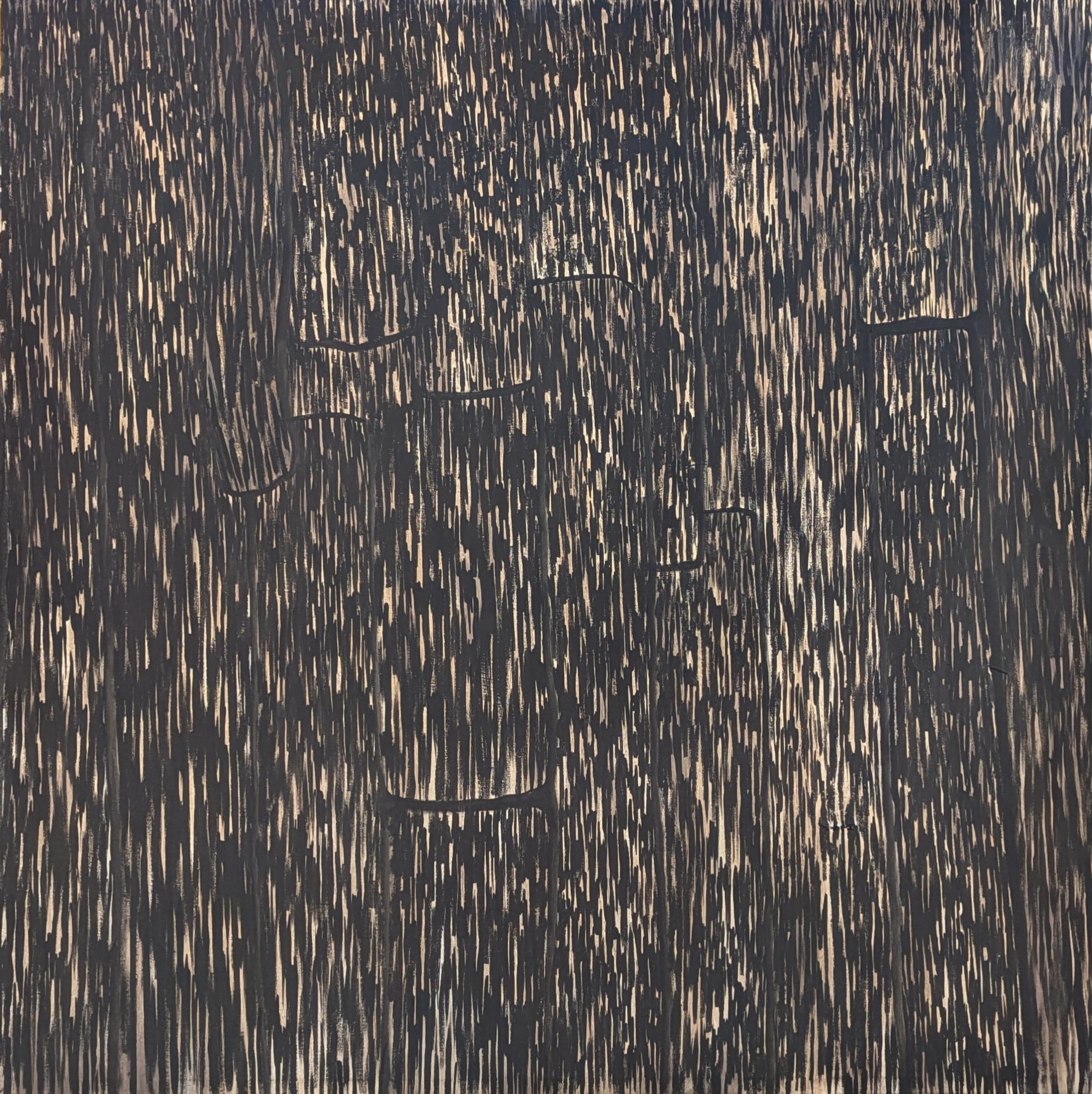 "Dal legno al legname" Pittura astratta contemporanea con corteccia di legno dai toni neutri