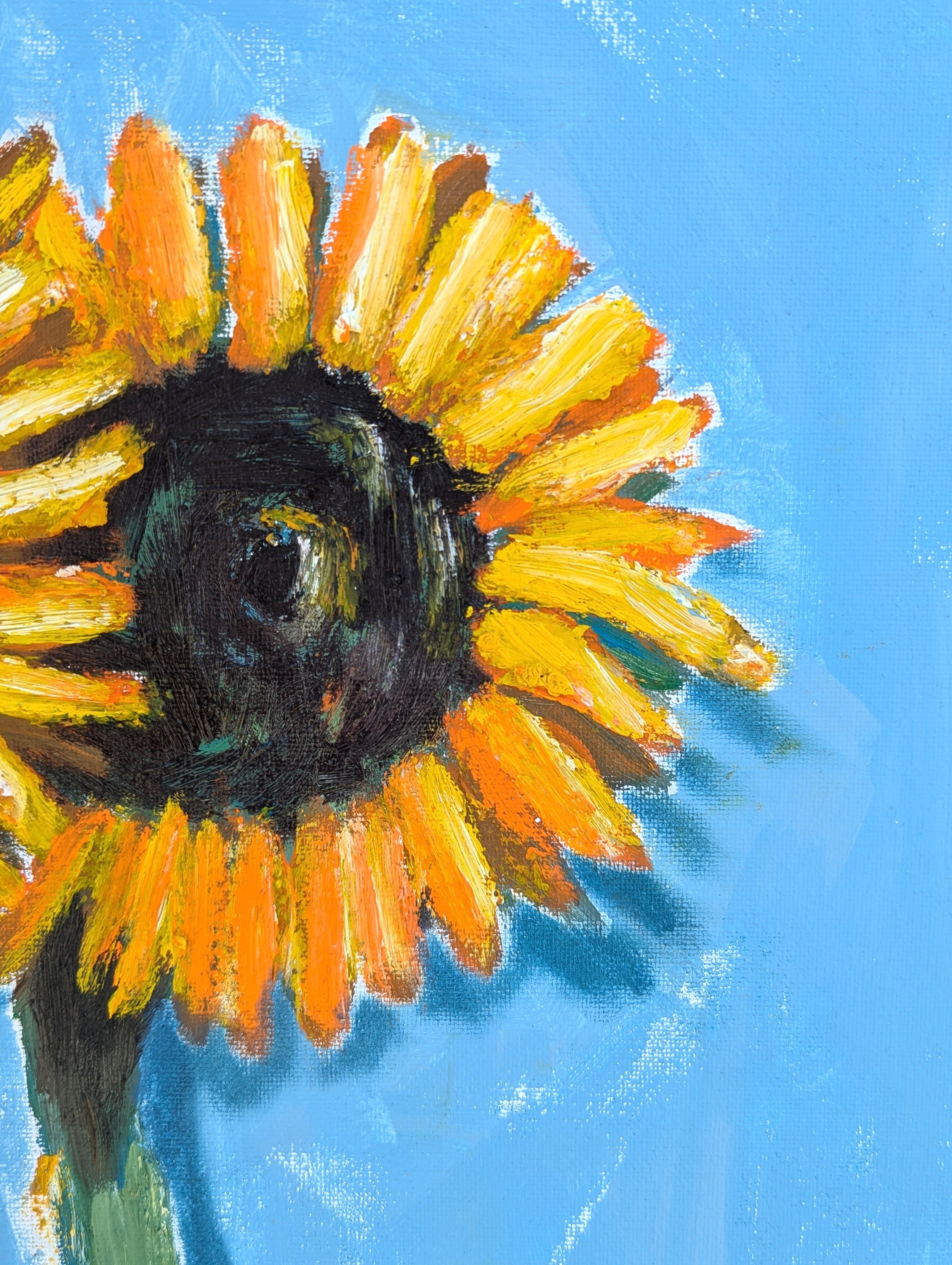 The Giants of the Garden Contemporary Abstract Realistic Sunflower Painting im Angebot 4