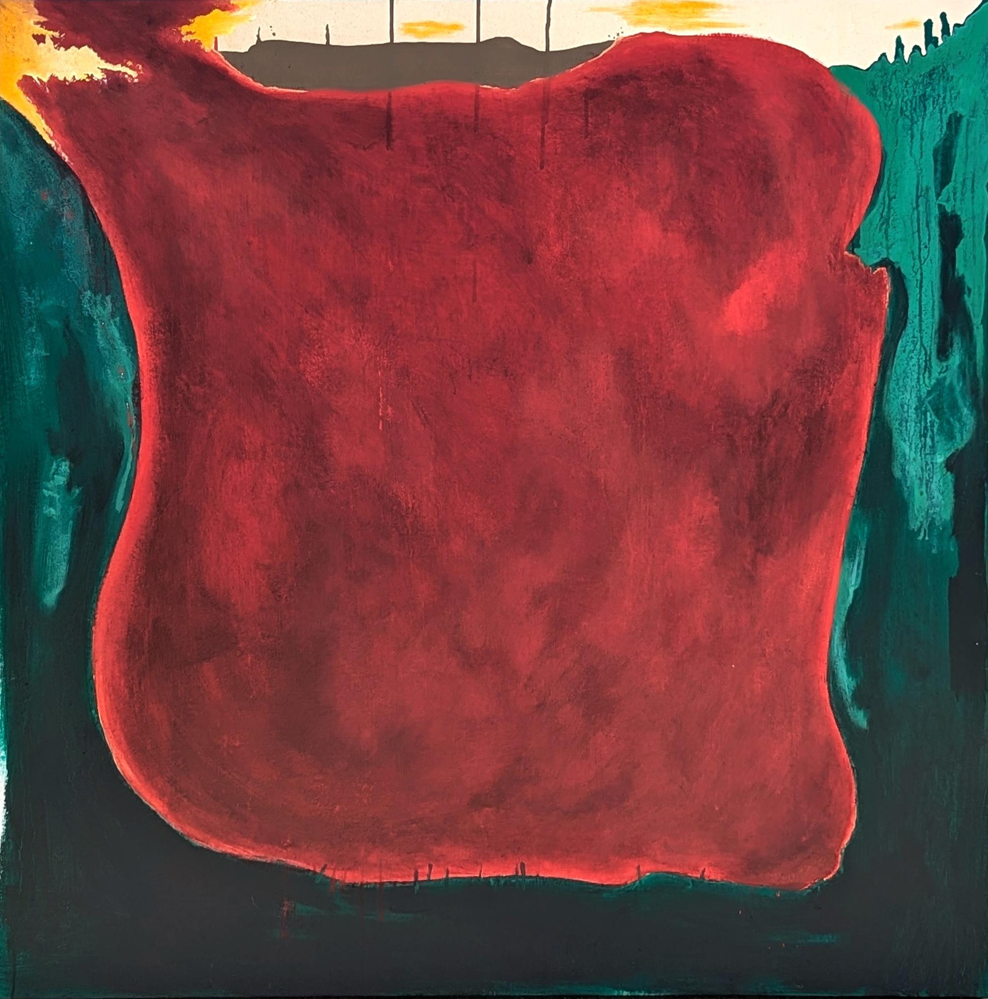 Landscape Painting di Tra' Slaughter - "Ho sepolto il mio cuore in una tomba poco profonda" Pittura astratta colorata contemporanea