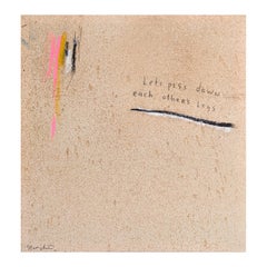 “Let's Piss Down Each Other's Legs” Contemporary Black & Tan Text Painting