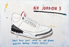 “My First Jordans” Contemporary Still Life Shoe / Sneaker Painting with Text