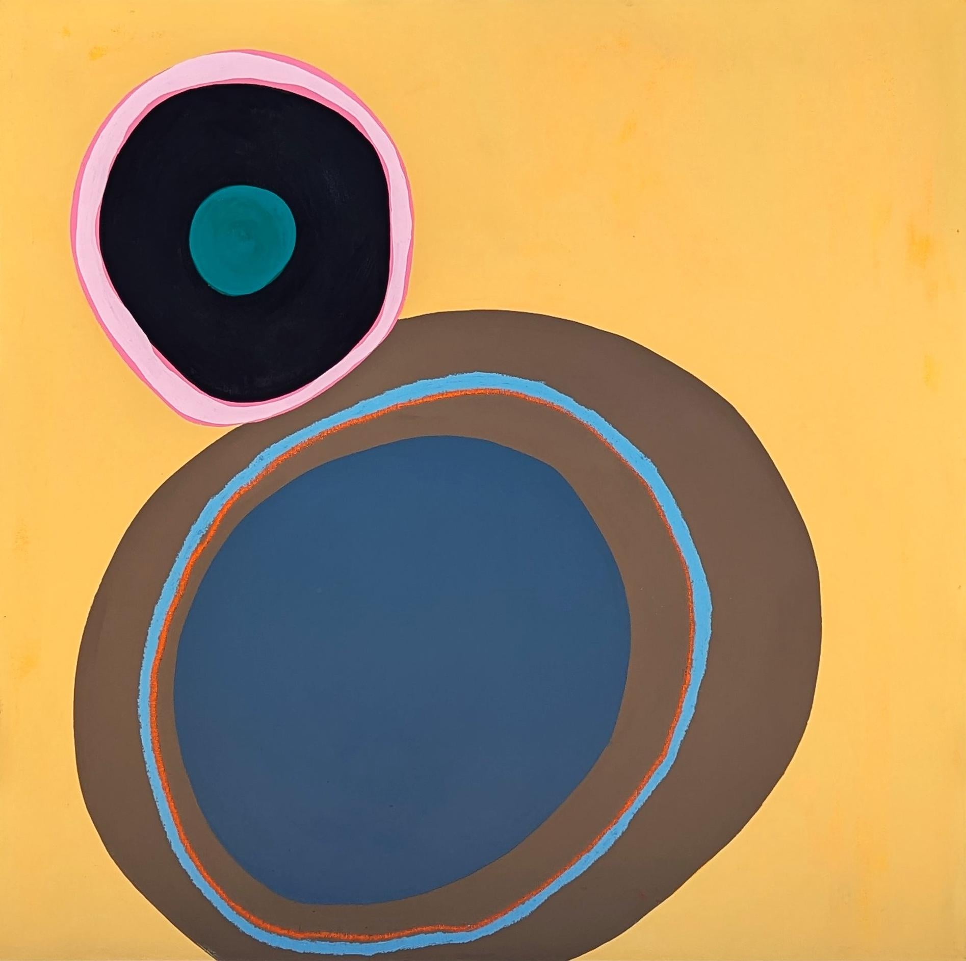 Abstract Painting di Tra' Slaughter - "Un amante ne porta un altro" Pittura astratta contemporanea colorata e dai toni gialli