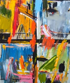 “Seasong as Seen From the Studio Window” Contemporary Colorful Abstract Painting