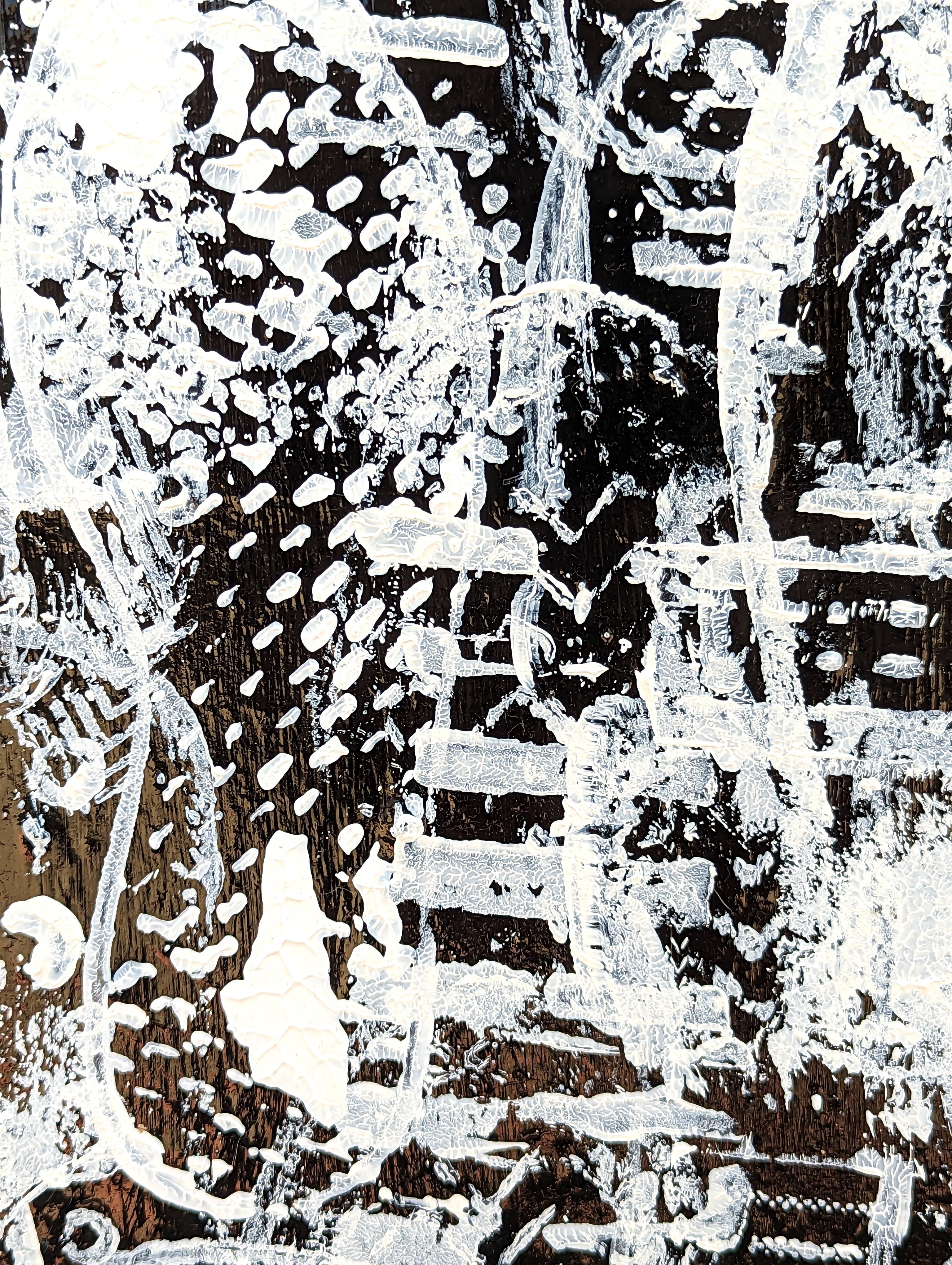 “Soul Traffic” Contemporary Black and White Longitudinal Painting with Texts For Sale 6